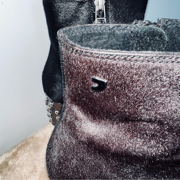 Gioseppo Black Haircalf Ankle  Boots w/ Studded Heel - Slouchy Silhouette - EU37 - Picture 3 of 10